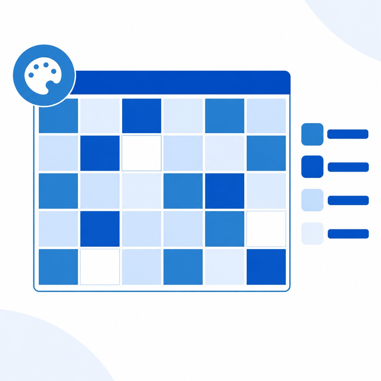 Calendar cells colored by service