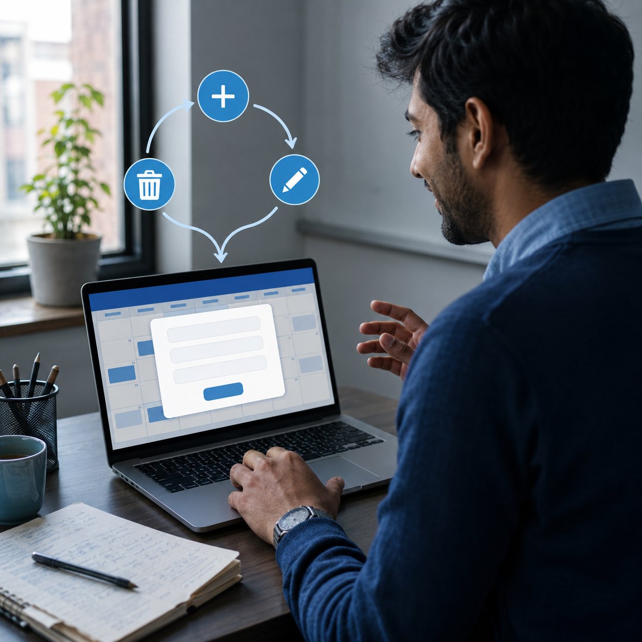 Add, edit and delete sessions without leaving the new calendar